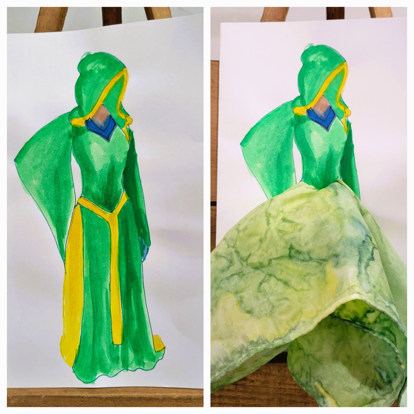 Fashion Illustration Painted Silk Art Greeting Cards