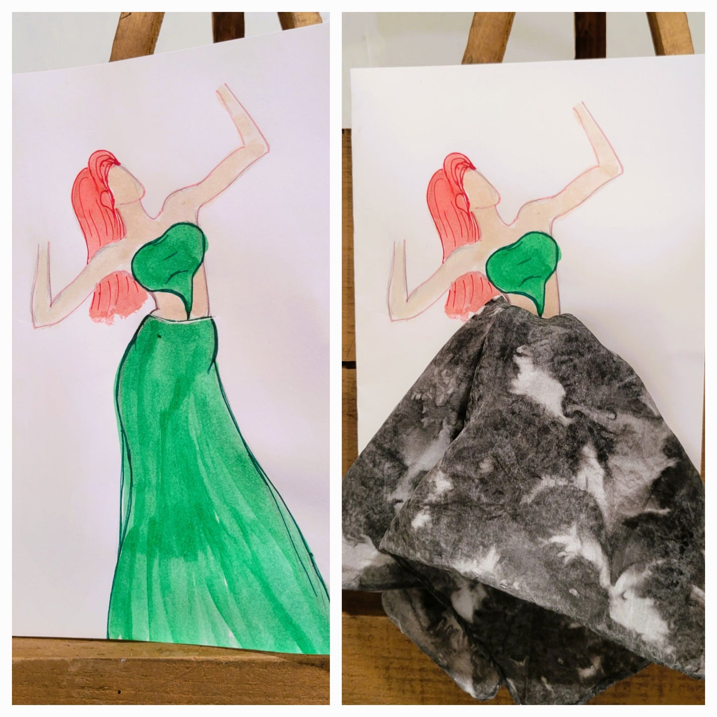 Fashion Illustration Painted Silk Art Greeting Cards