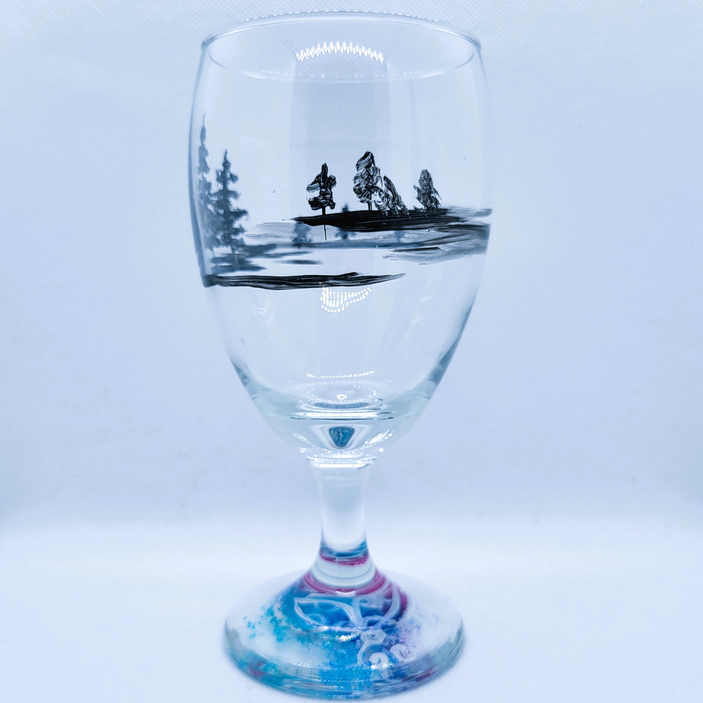 Tree and Water Landscape 16oz Goblet