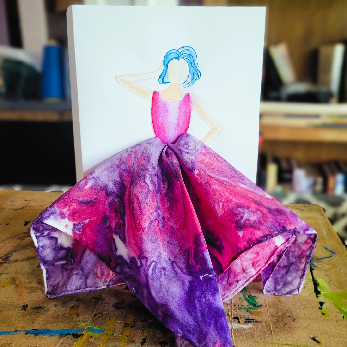 Fashion Illustration Painted Silk Art Greeting Cards