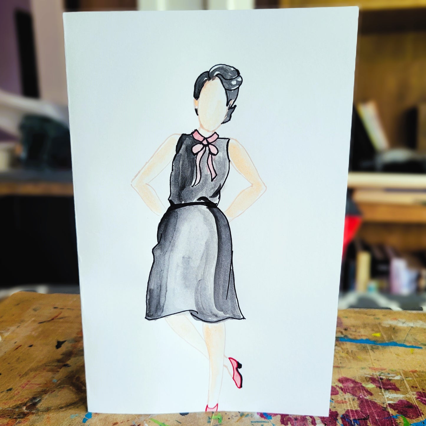 Fashion Illustration Painted Silk Art Greeting Cards