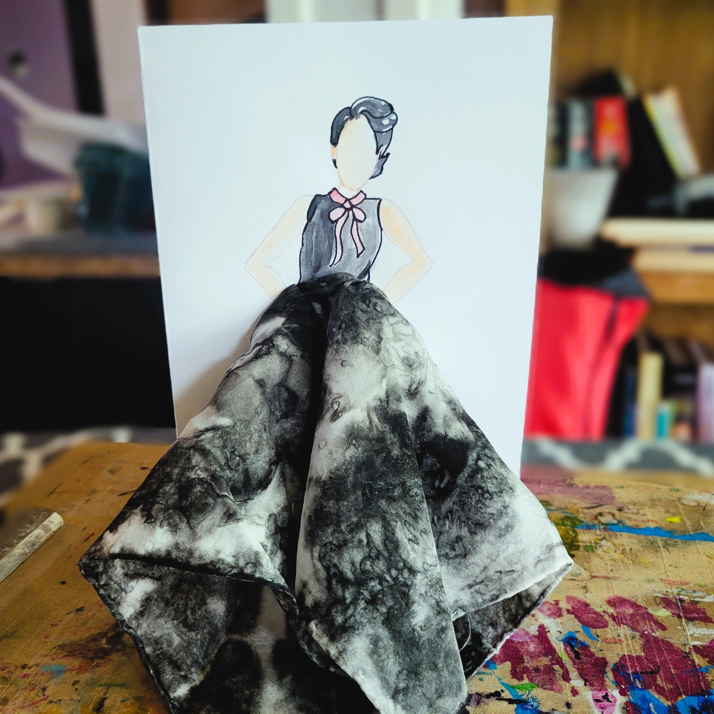 Fashion Illustration Painted Silk Art Greeting Cards