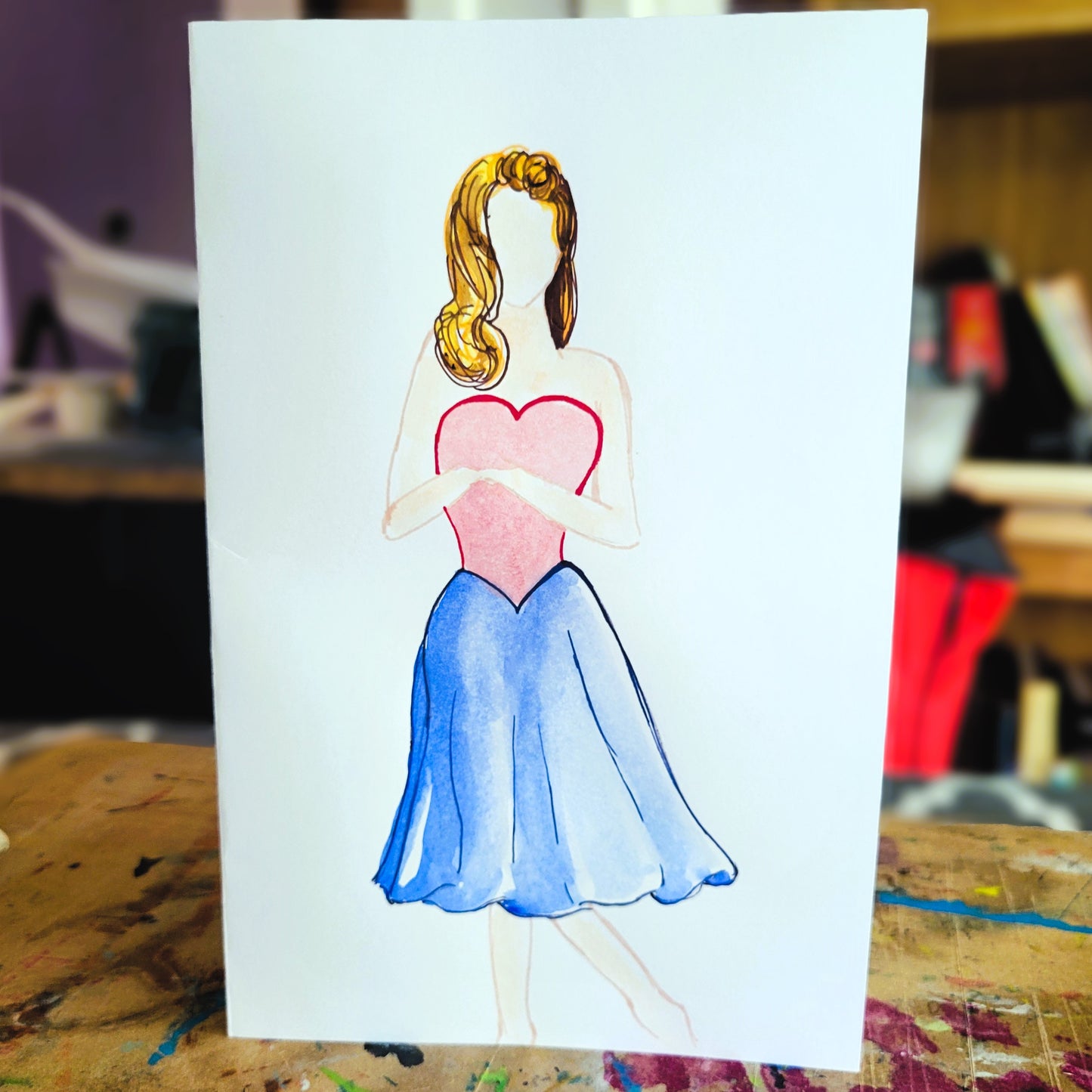 Fashion Illustration Painted Silk Art Greeting Cards