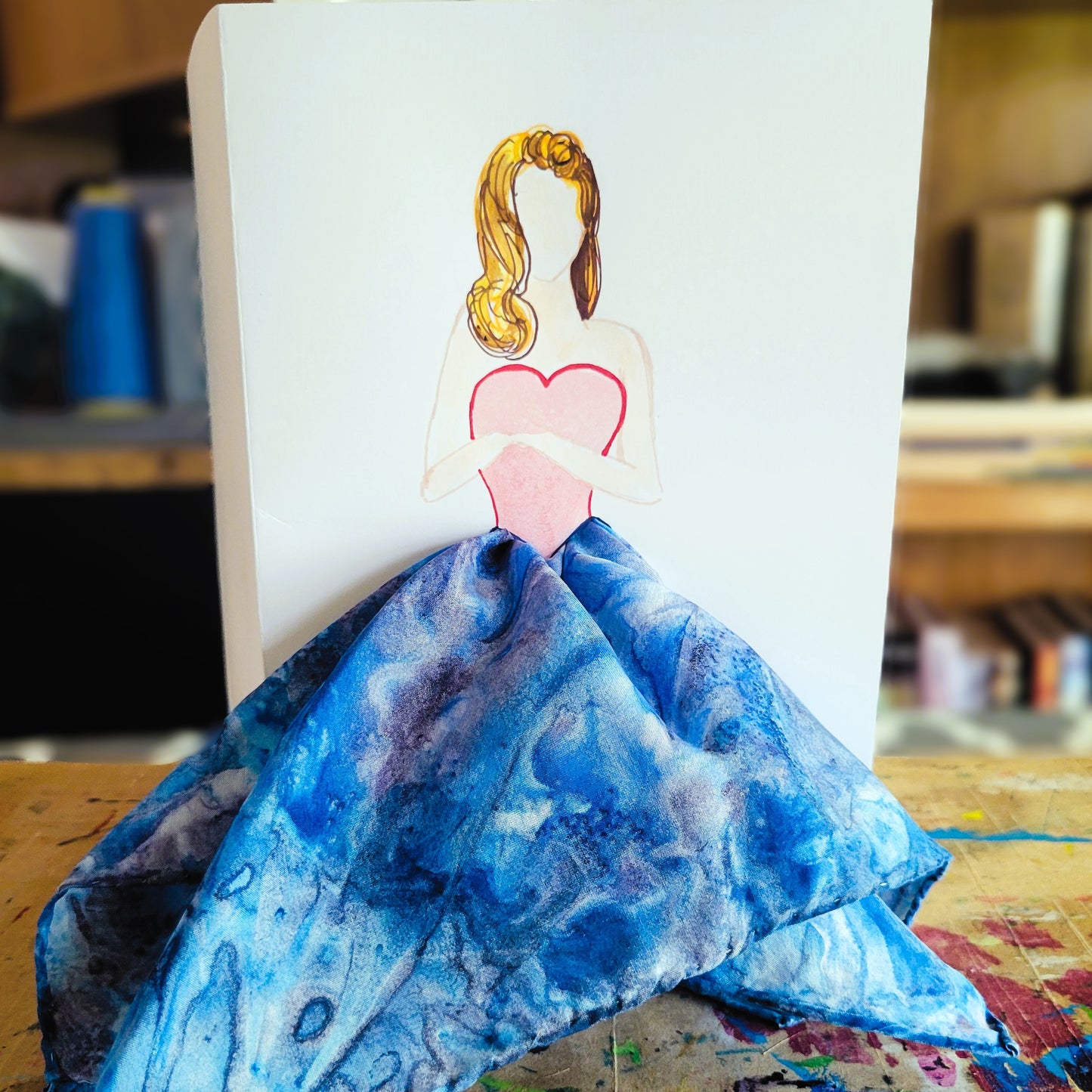 Fashion Illustration Painted Silk Art Greeting Cards