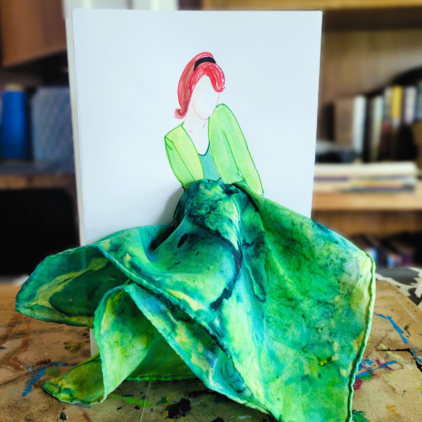 Fashion Illustration Painted Silk Art Greeting Cards