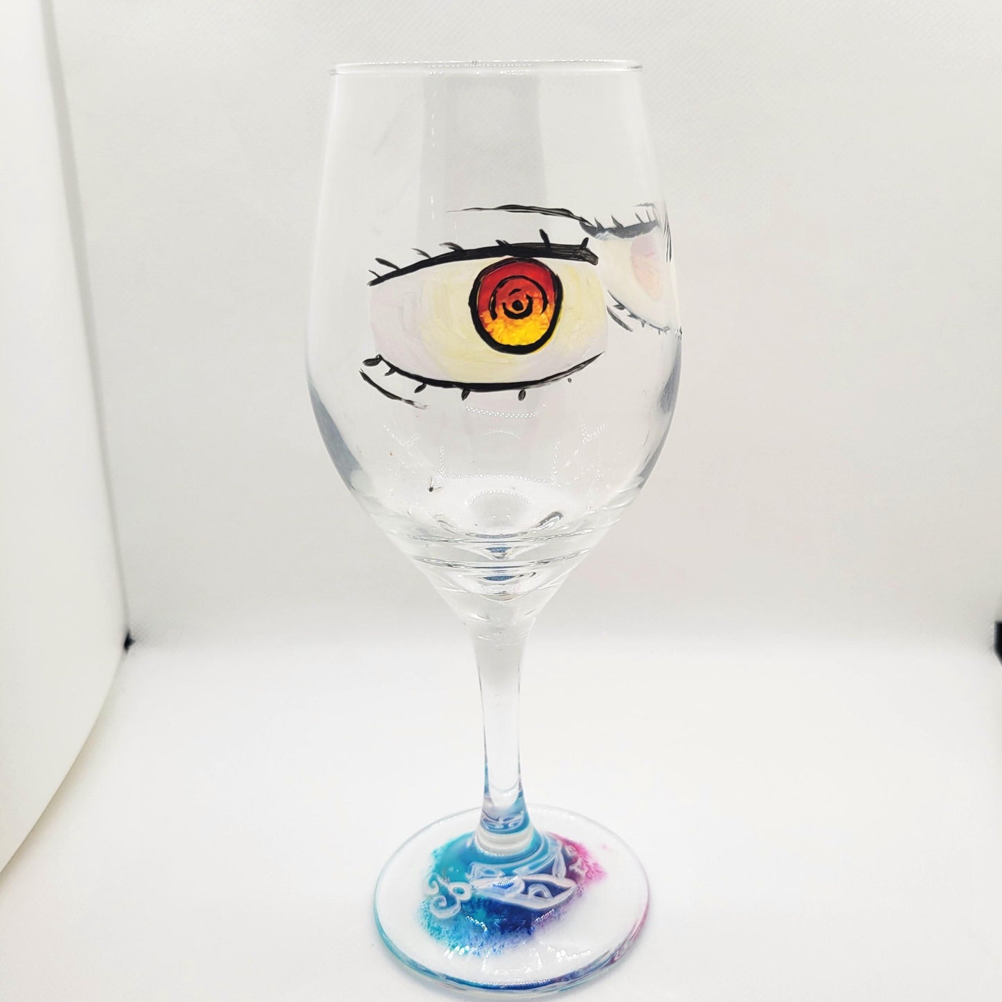 Fire Heart Eyes Wine Glass