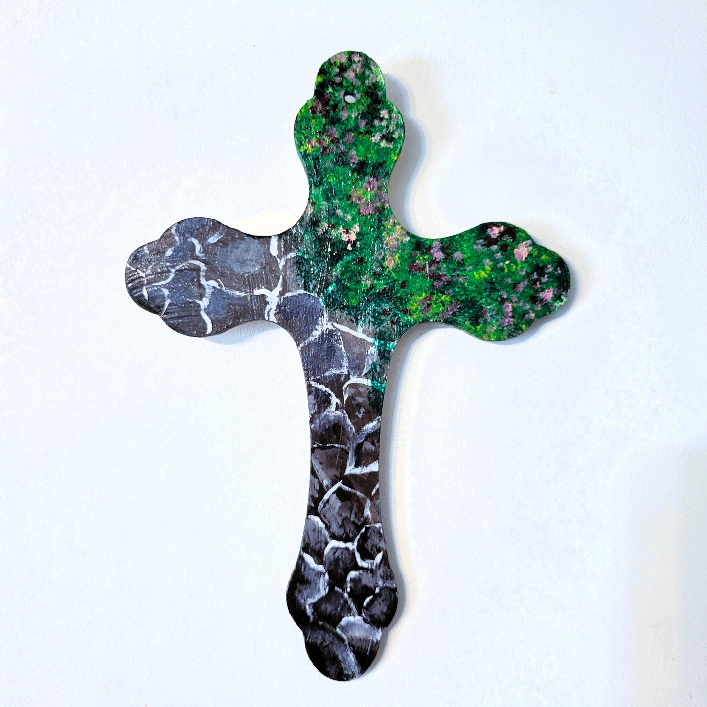 Stones to a Garden Wood Cross