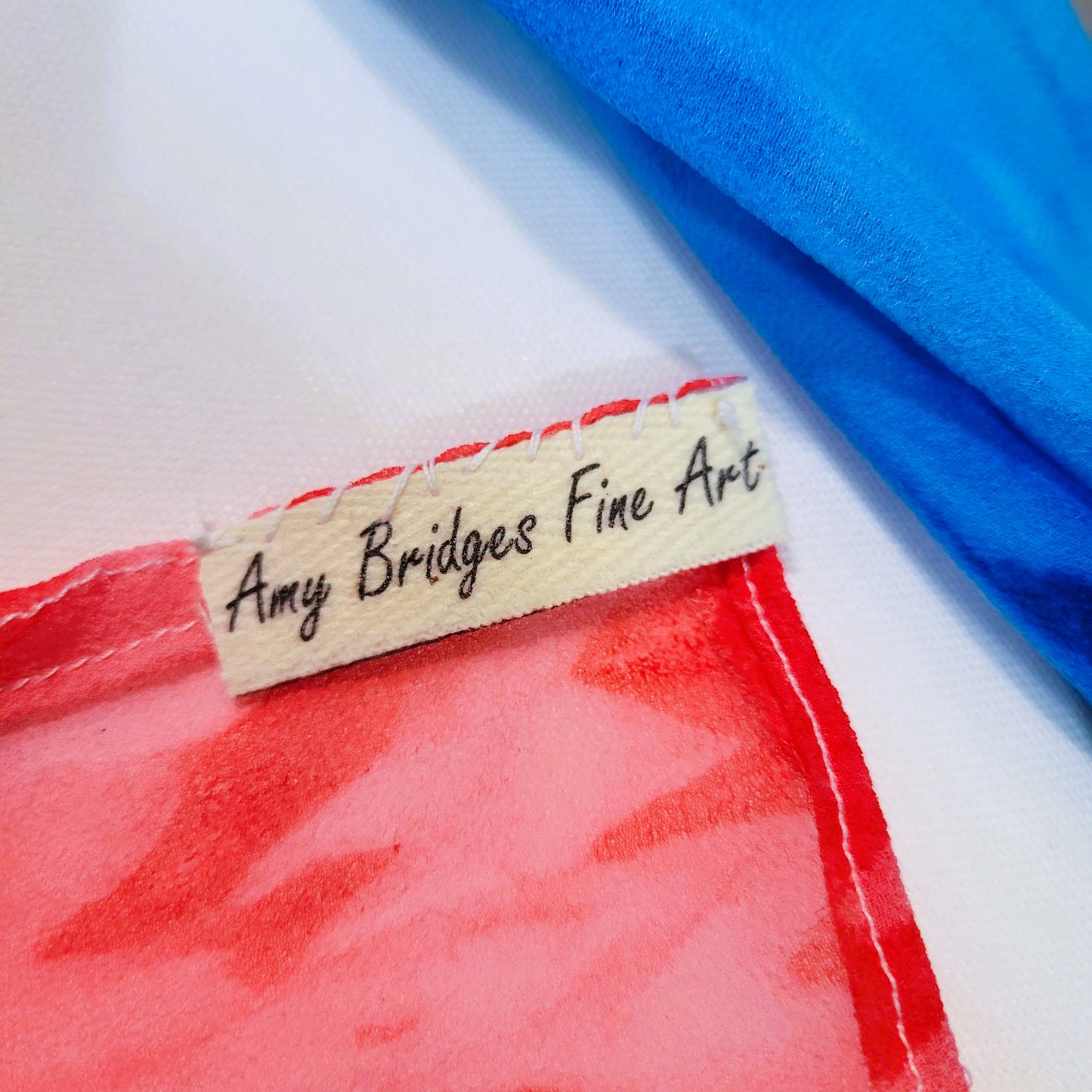 Red and Blue Texture Silk Chiffon Scarf