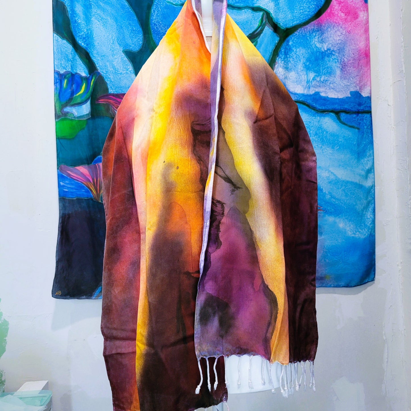 Nebula Sunrise Rayon Scarf with Twisted Fringe