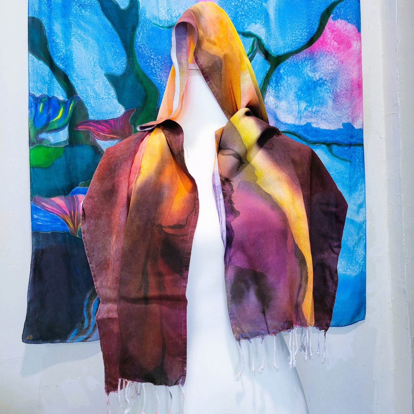 Nebula Sunrise Rayon Scarf with Twisted Fringe