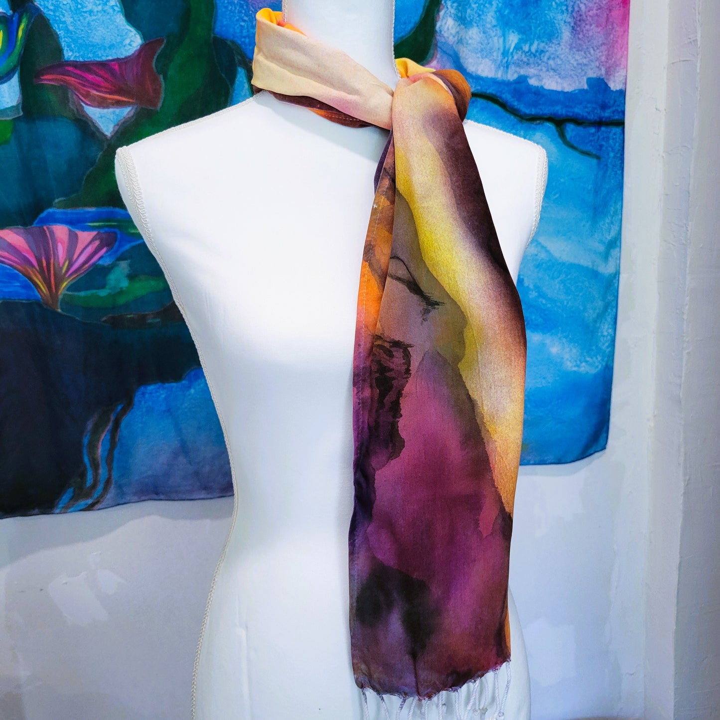Nebula Sunrise Rayon Scarf with Twisted Fringe