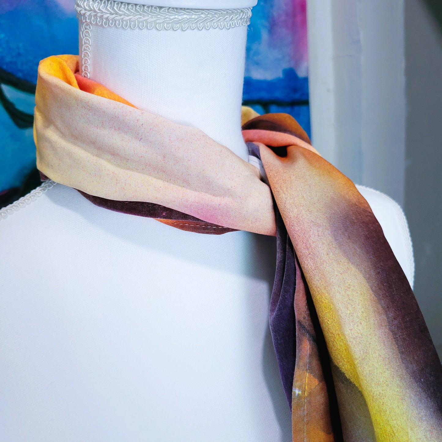 Nebula Sunrise Rayon Scarf with Twisted Fringe