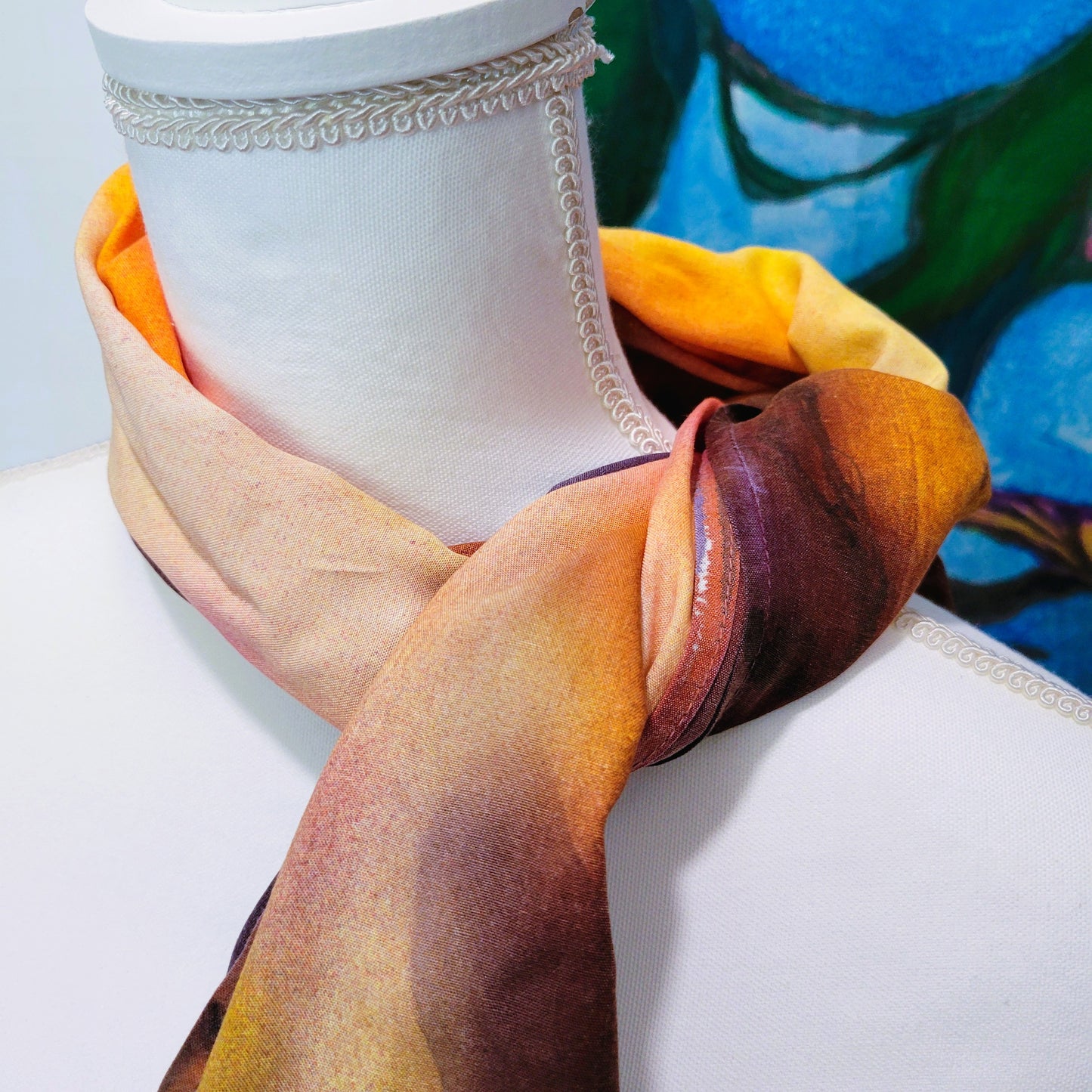 Nebula Sunrise Rayon Scarf with Twisted Fringe