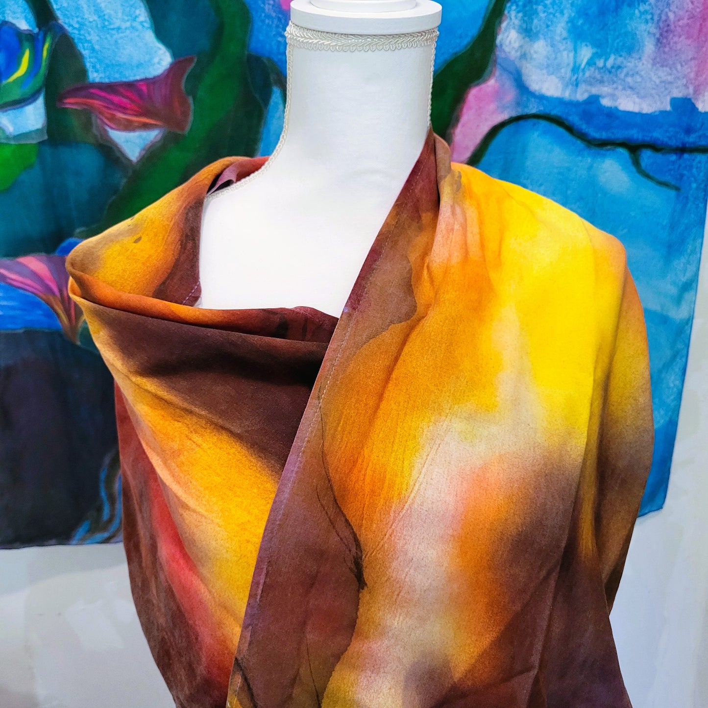 Nebula Sunrise Rayon Scarf with Twisted Fringe