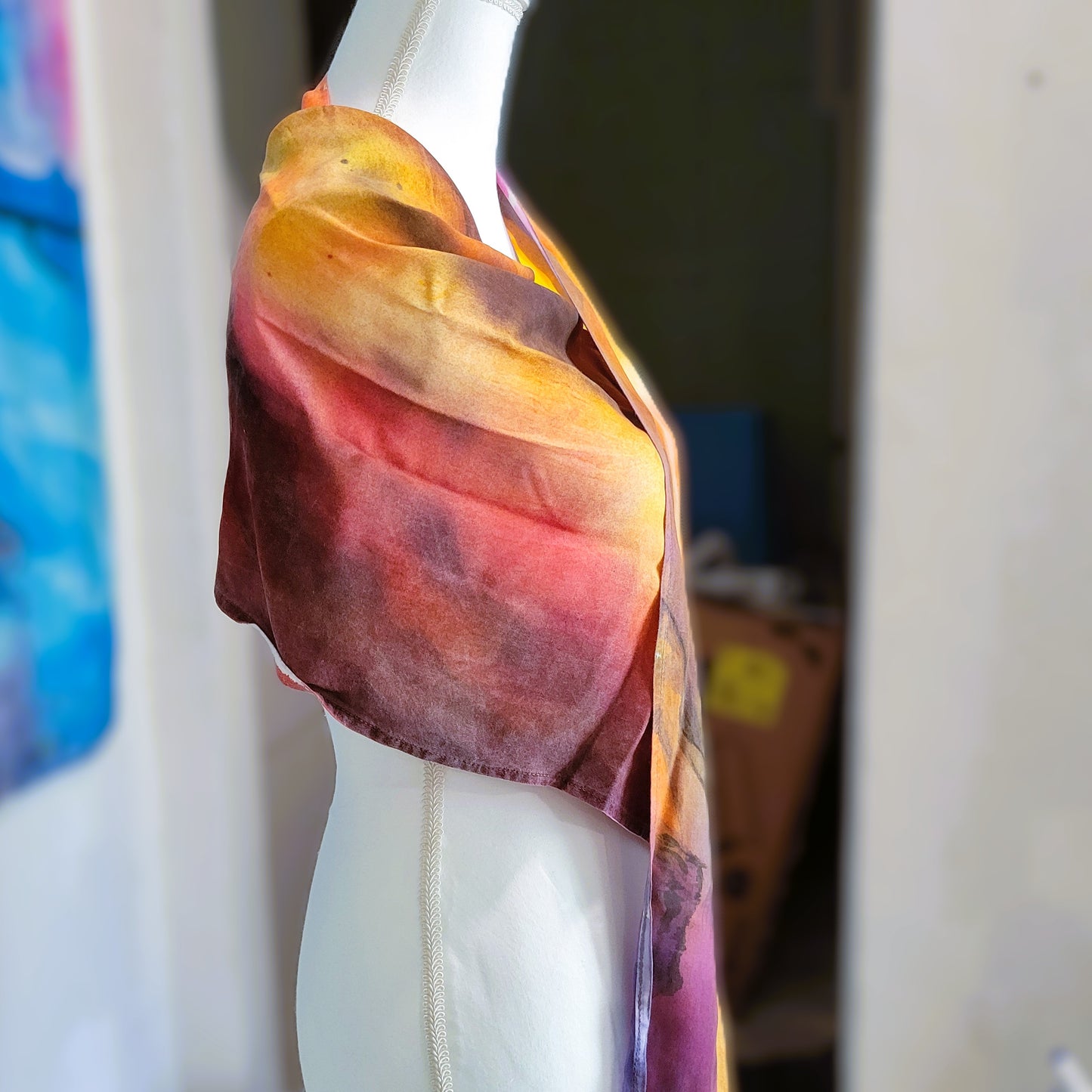 Nebula Sunrise Rayon Scarf with Twisted Fringe