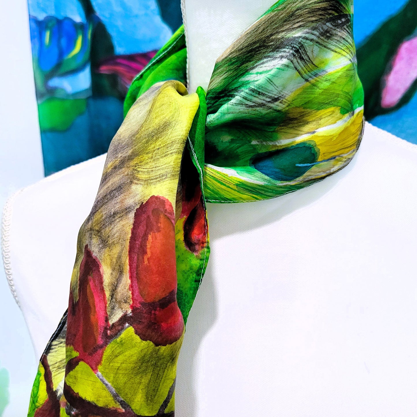 Peacock in the Grass Silk Scarf