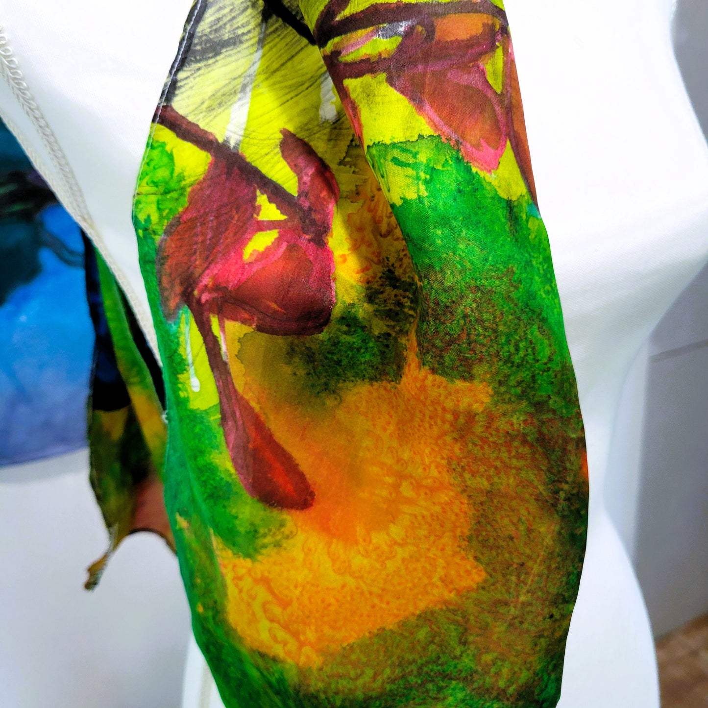 Peacock in the Grass Silk Scarf