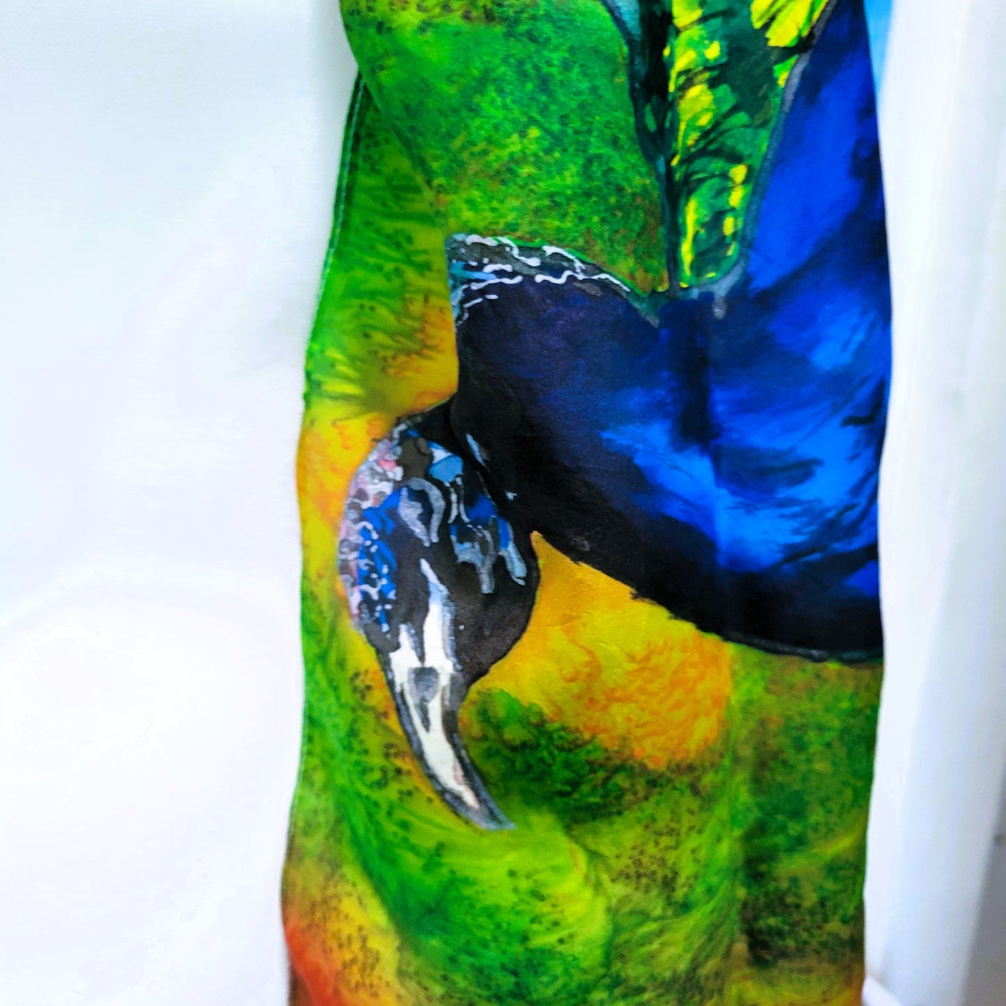 Peacock in the Grass Silk Scarf