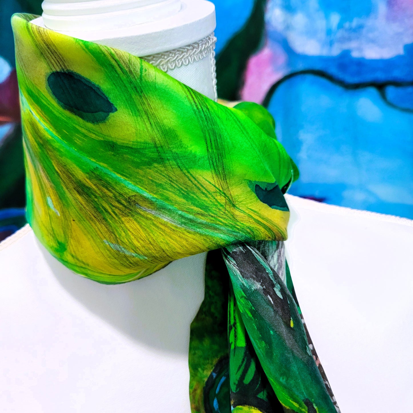 Peacock in the Grass Silk Scarf