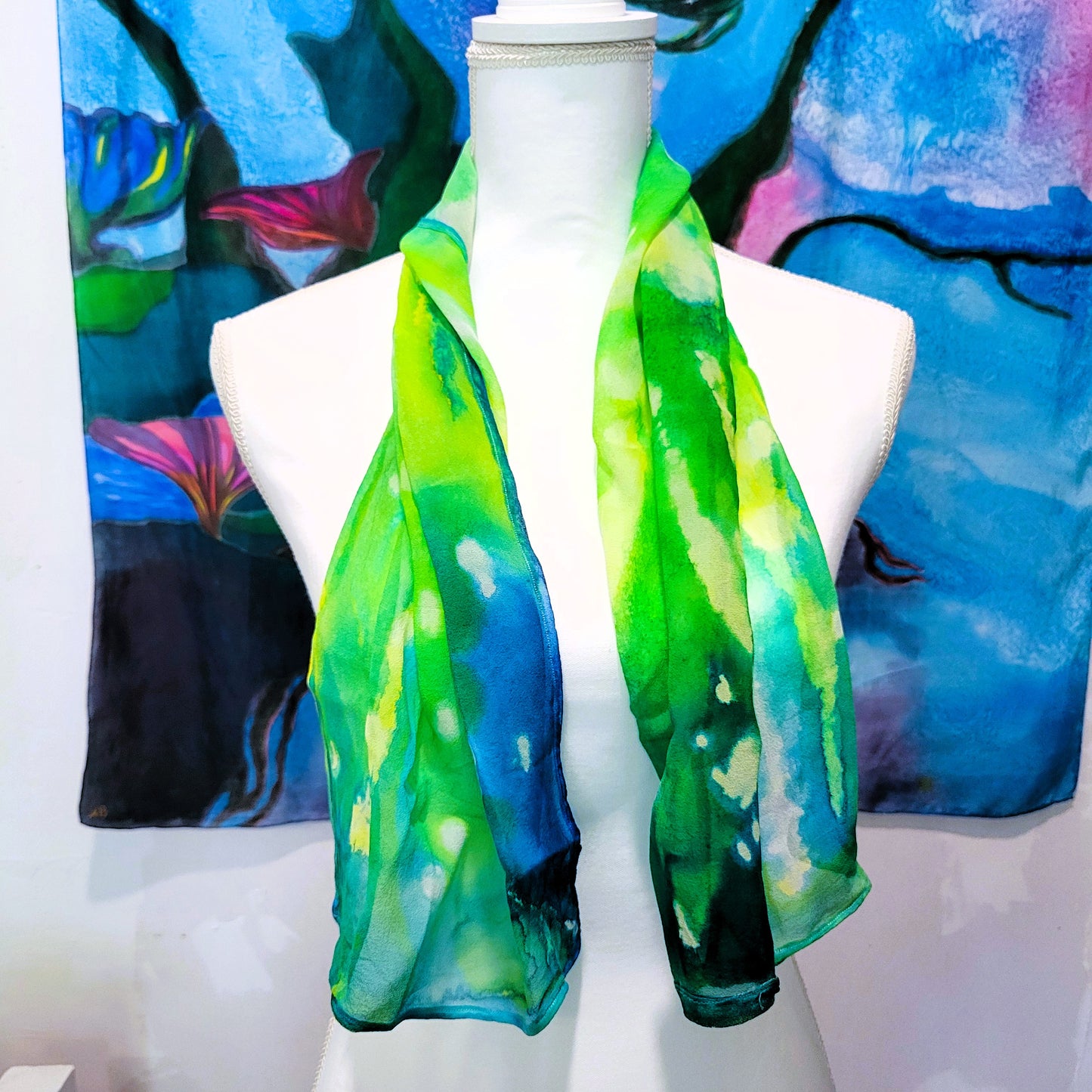 Green Silk Chiffon Scarf