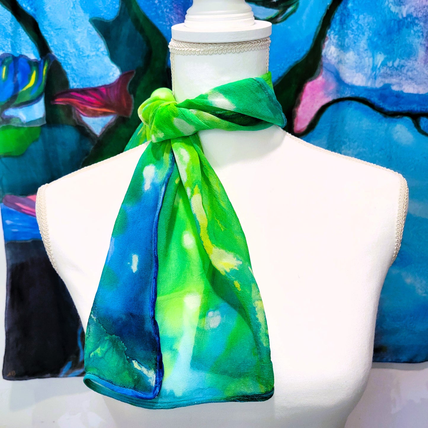 Green Silk Chiffon Scarf