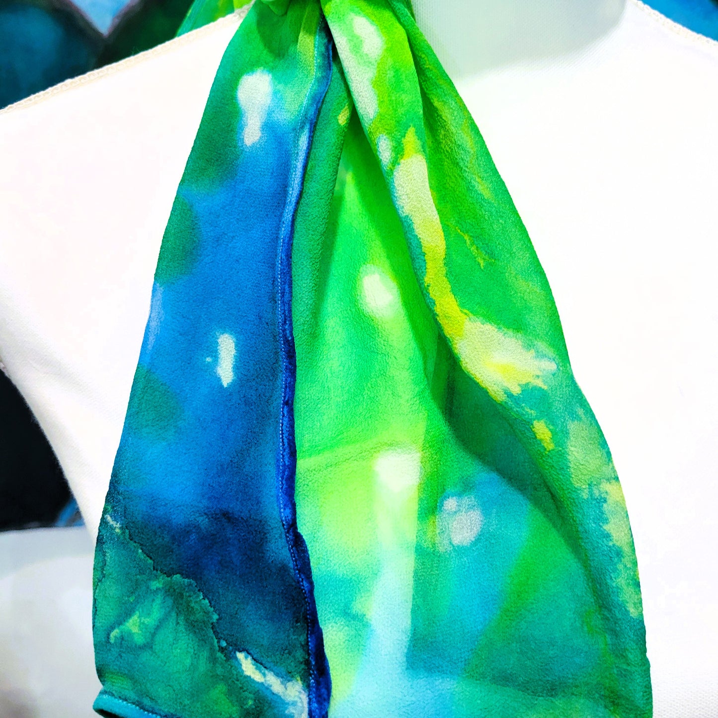 Green Silk Chiffon Scarf