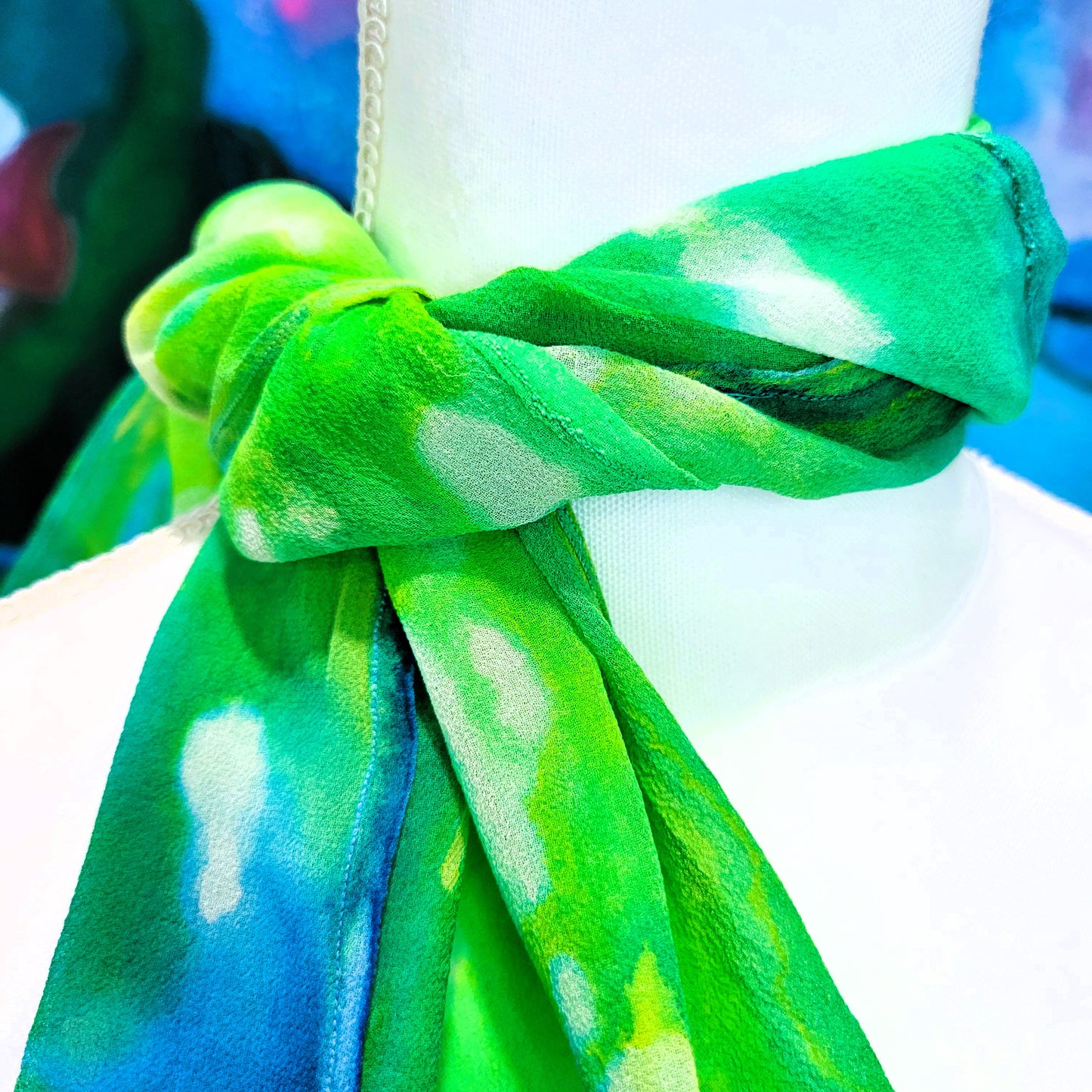 Green Silk Chiffon Scarf