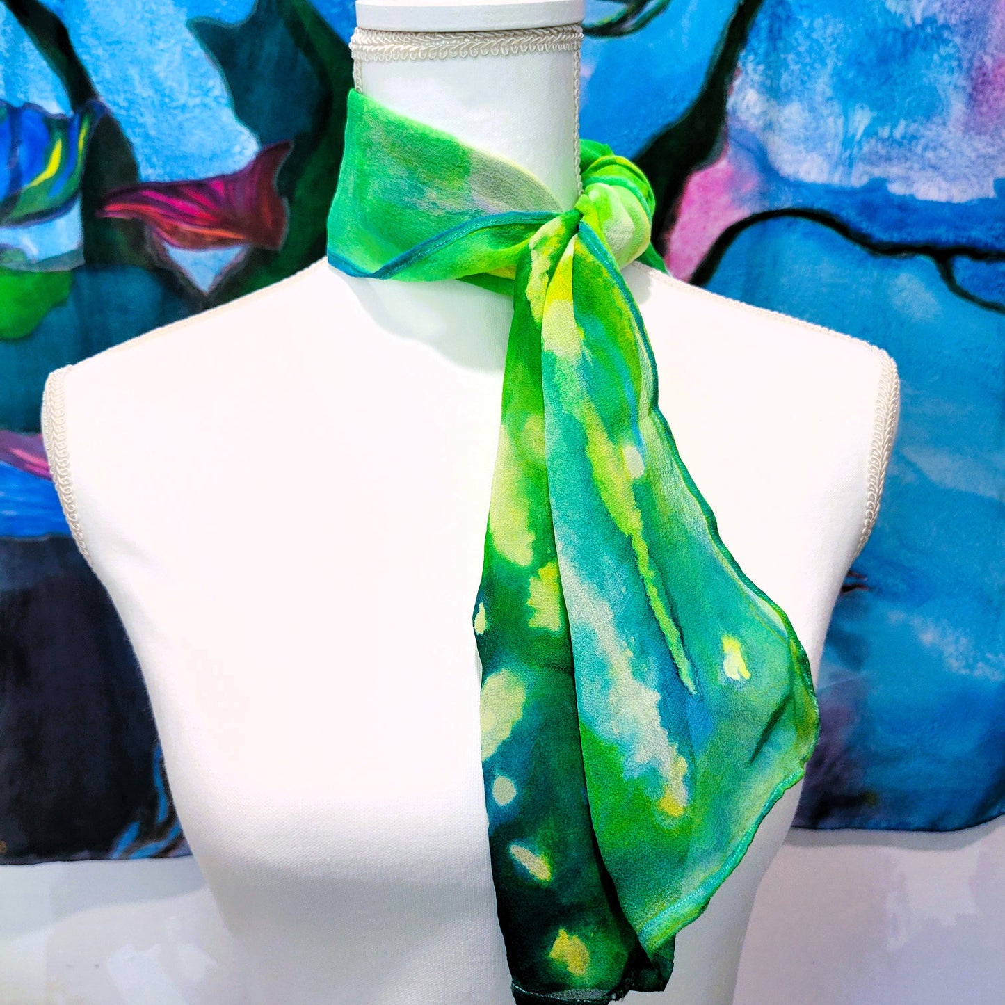 Green Silk Chiffon Scarf