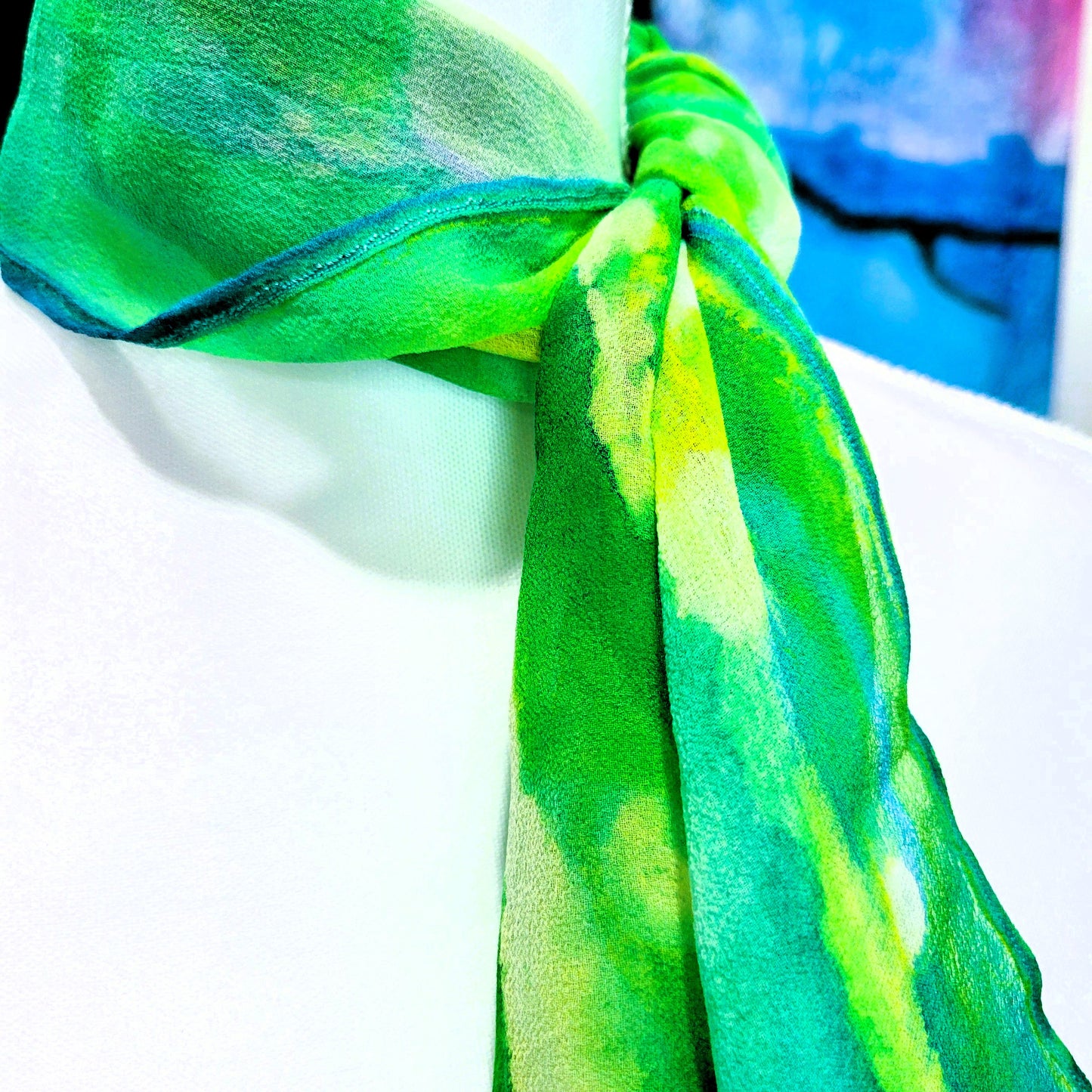 Green Silk Chiffon Scarf