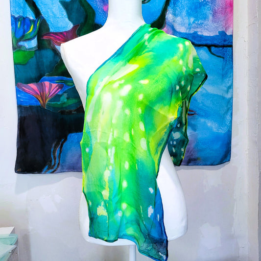Green Silk Chiffon Scarf