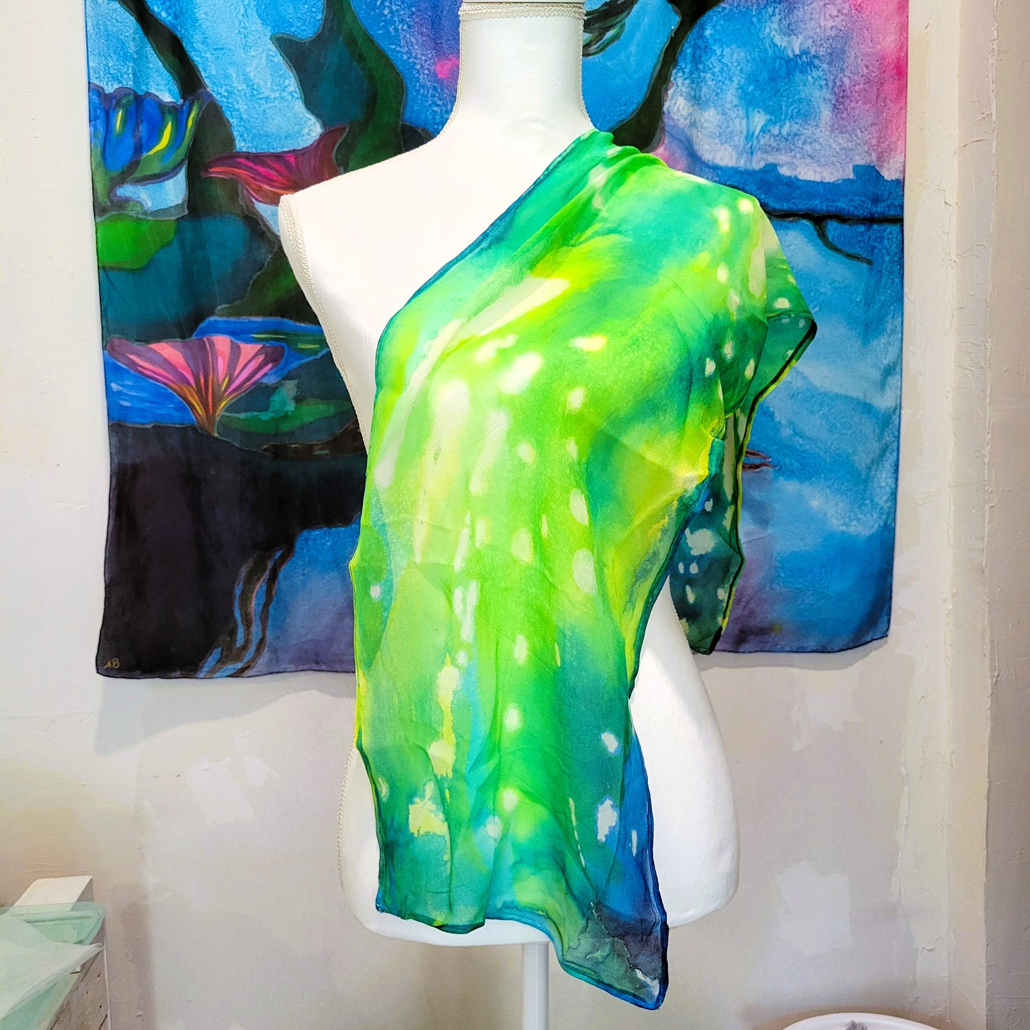 Green Silk Chiffon Scarf