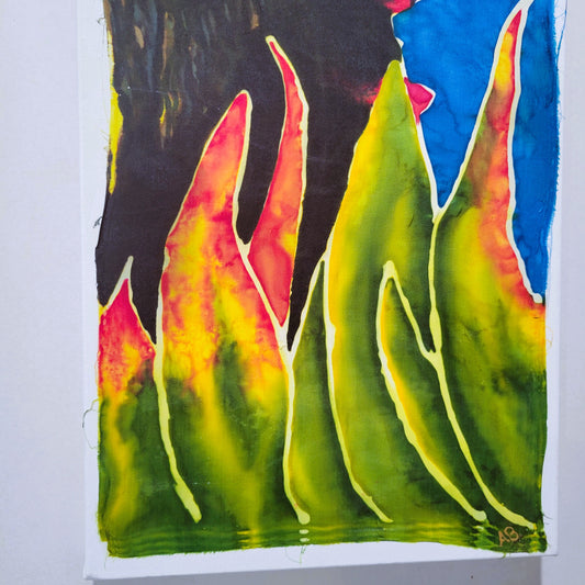 A Fairy's Ear Original Silk Painting Mounted to Canvas