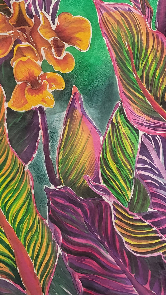 detail photo of rainbow Lilies by artist amy bridges