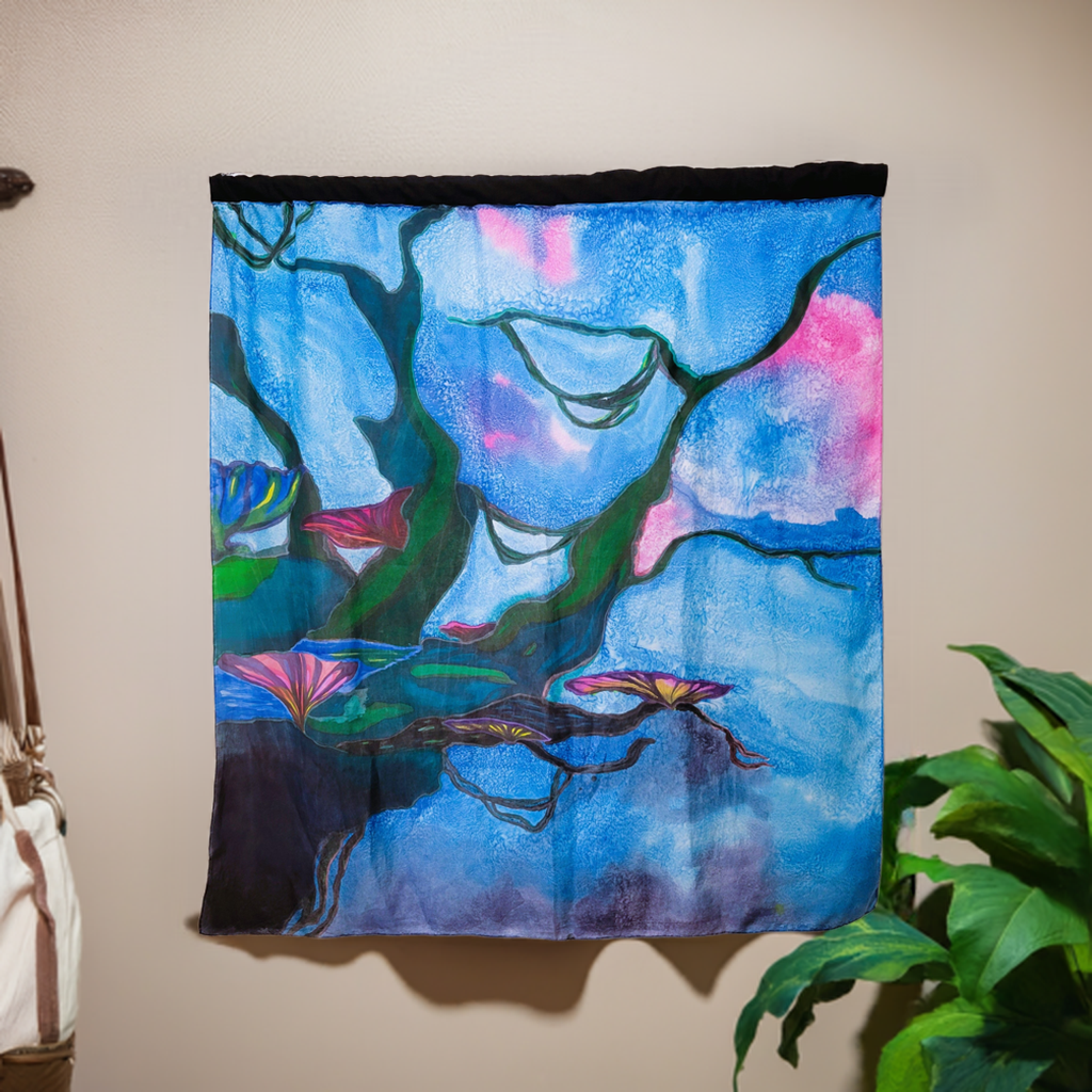 "Ancient Tree" Painting on Silk Fabric Tapestry