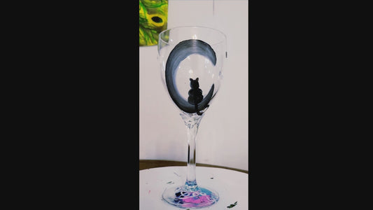 Cat in Moon Wine Glass