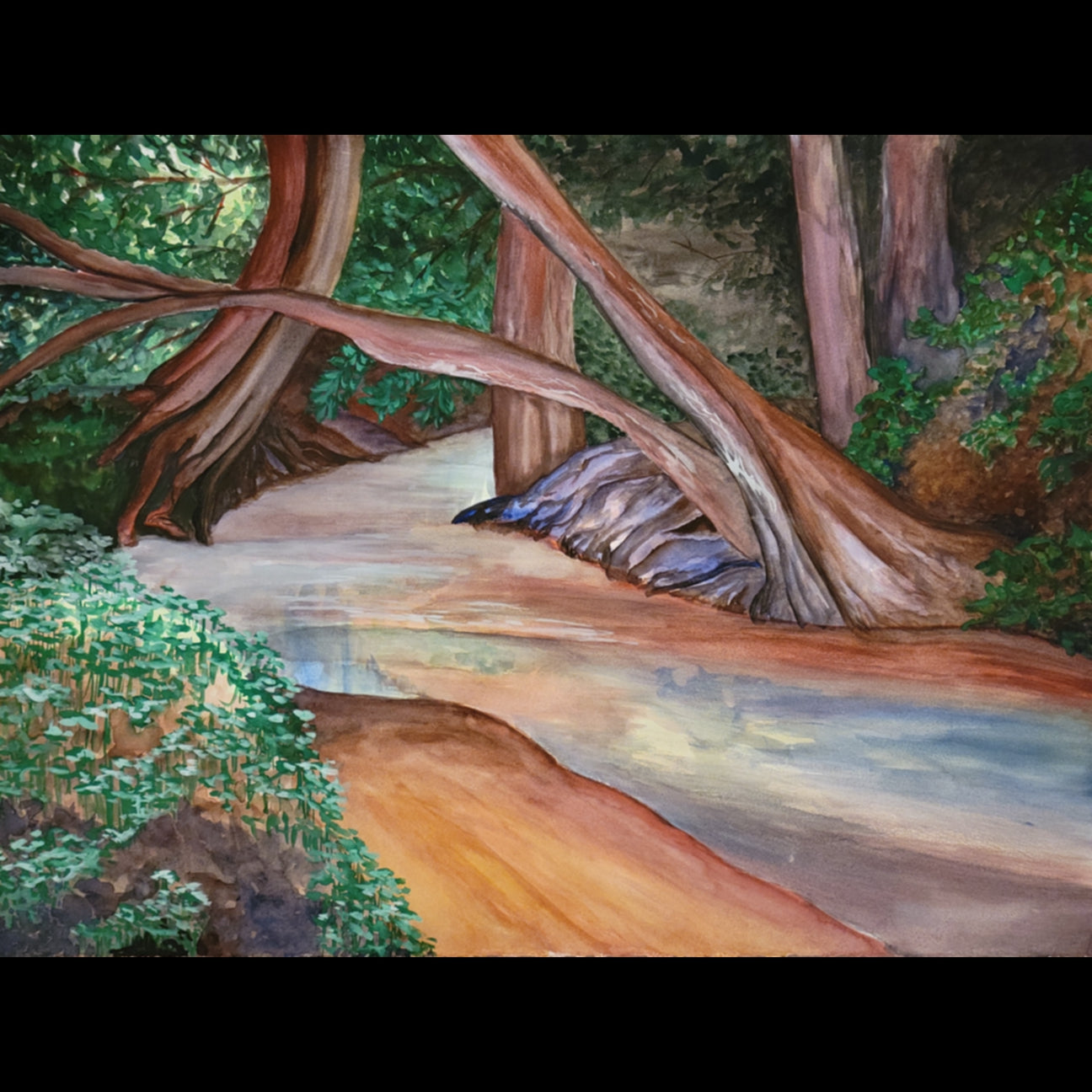 A River Runs Through Original Watercolor Painting Amy Bridges
