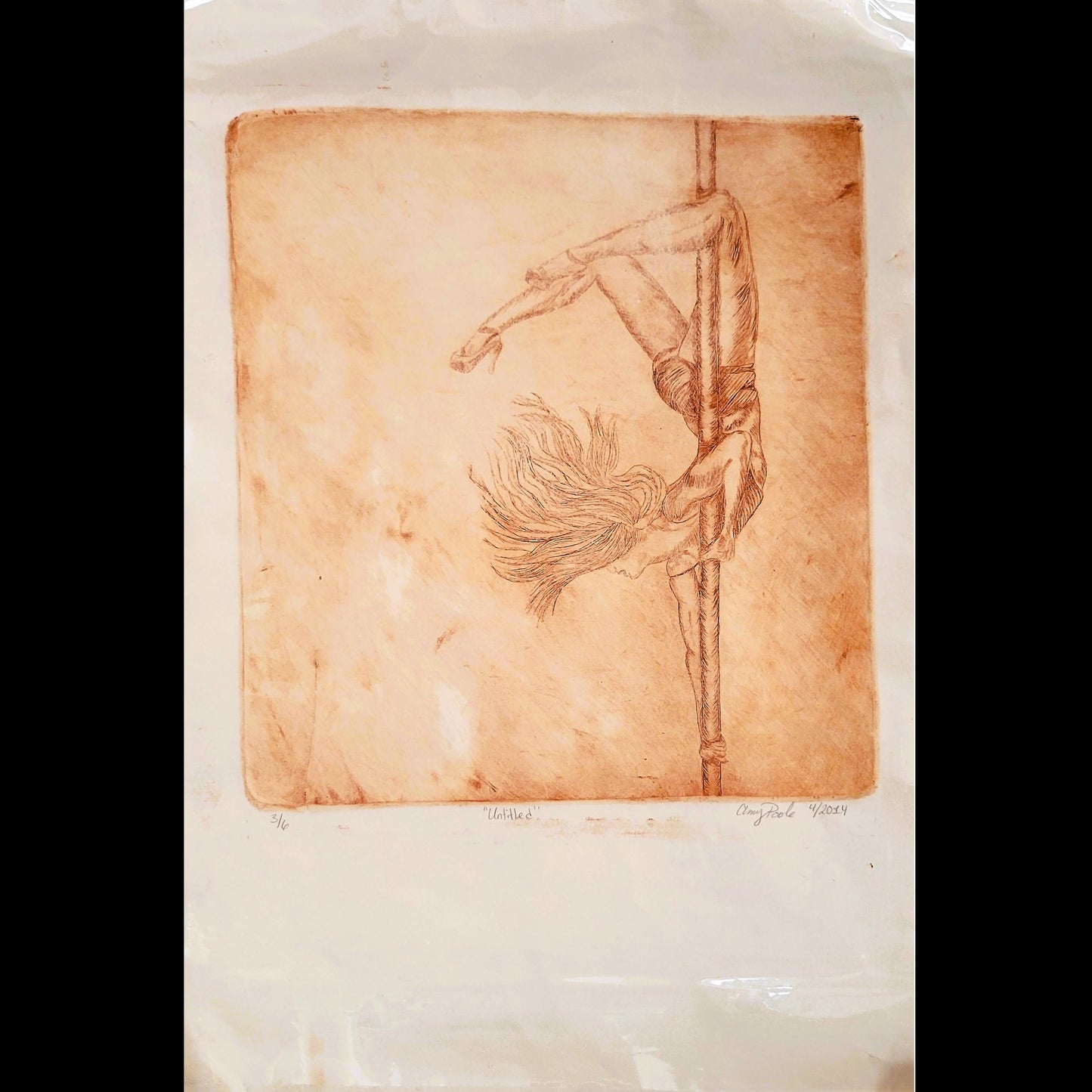 Sepia Pole Dancer Etching
