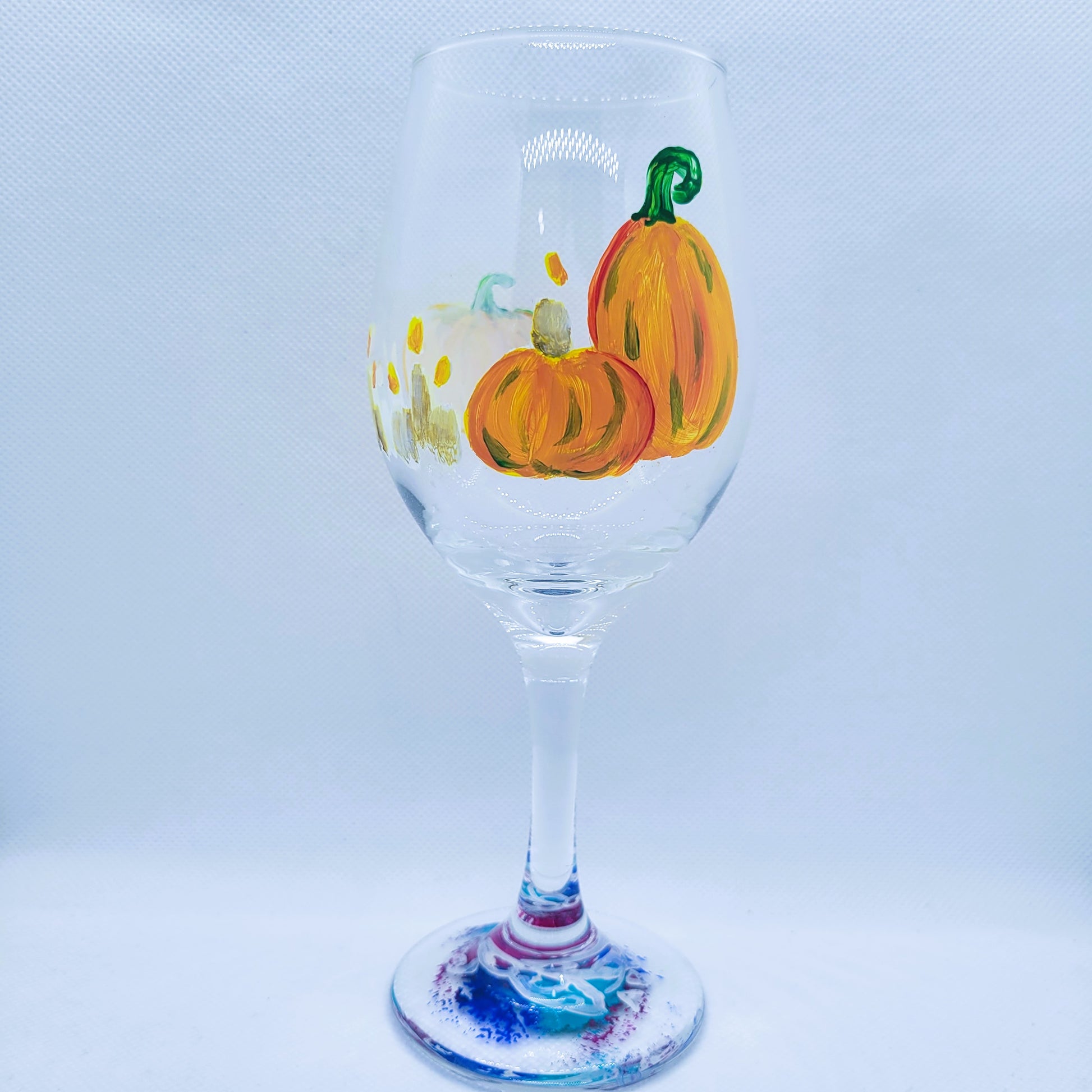 pumpkin and candles wine glass