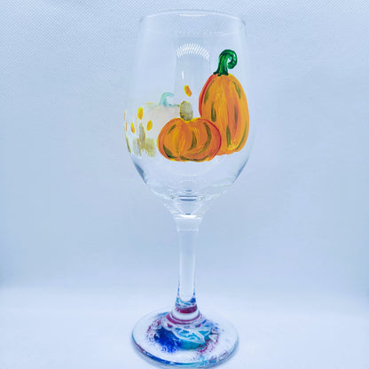 pumpkin and candles wine glass