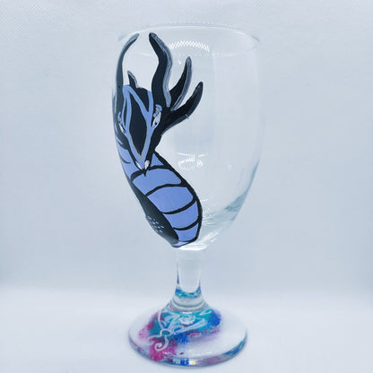 Blue Dragon Side View Wine Glass Goblet