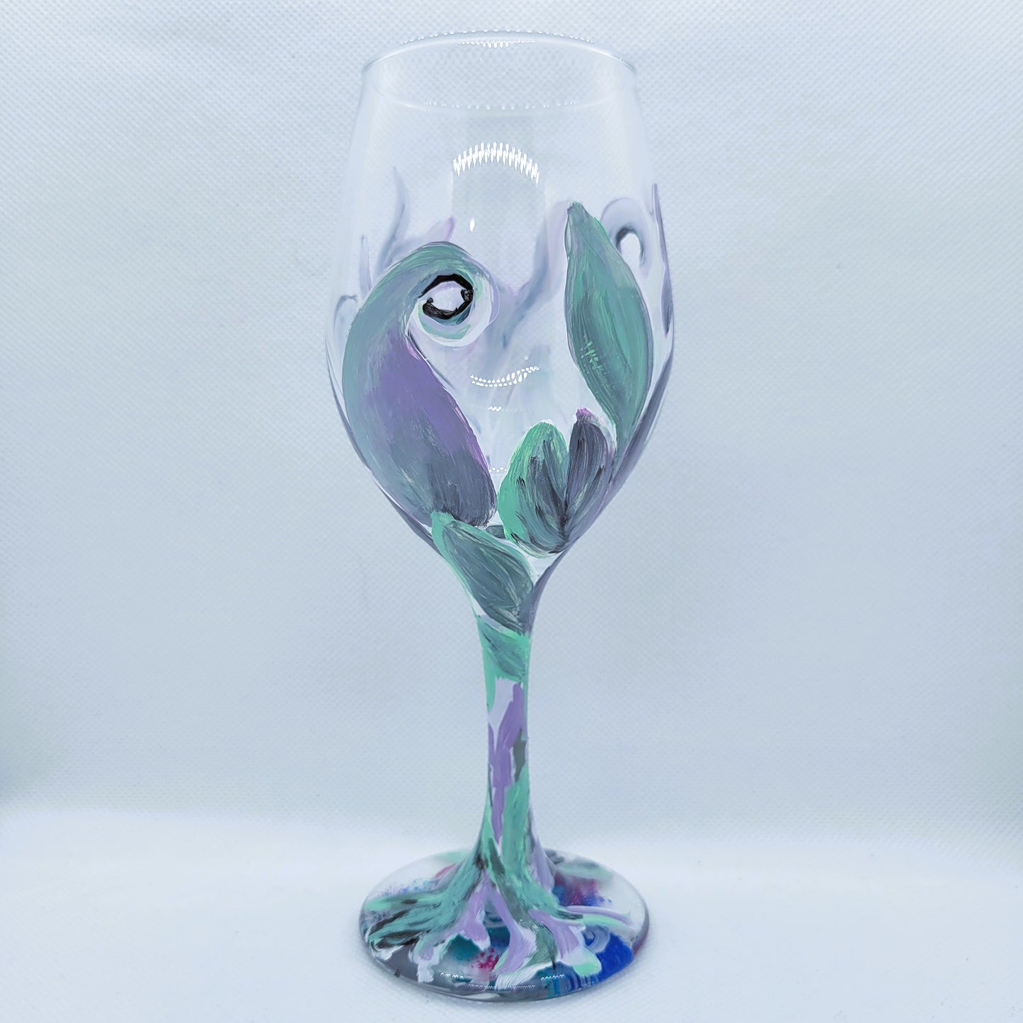 elven fantasy wine glass handpainted