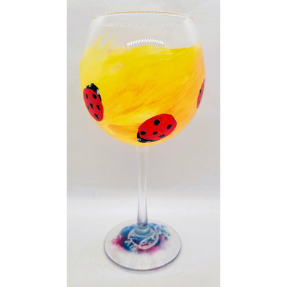 Ladybugs 18 oz Wine Glass