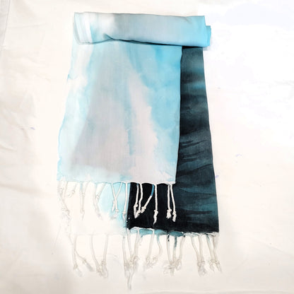 Blue Mist Rayon Scarf with Twisted Fringe
