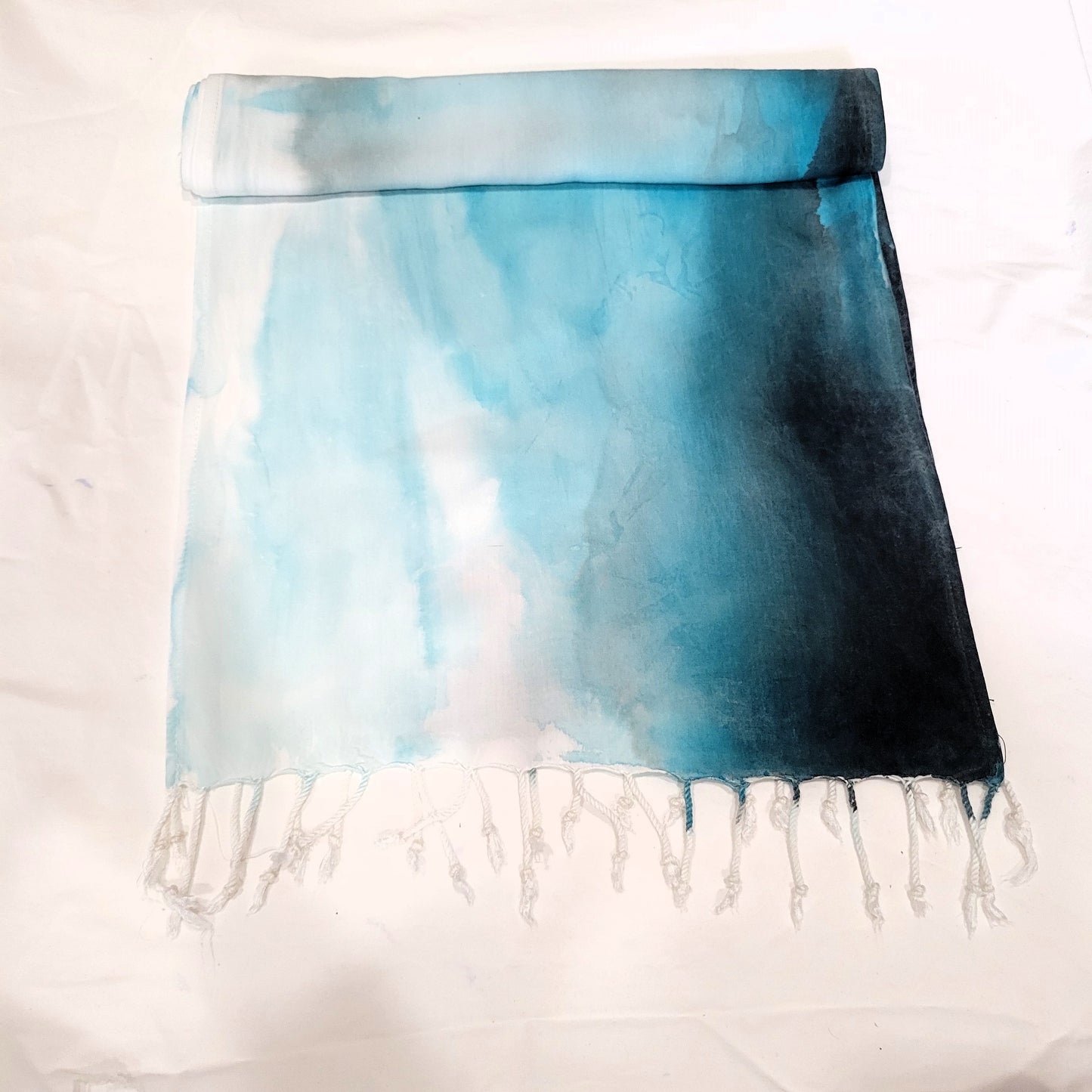 Blue Mist Rayon Scarf with Twisted Fringe