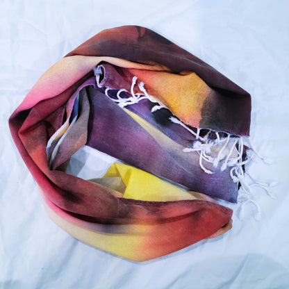 Nebula Sunrise Rayon Scarf with Twisted Fringe