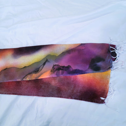 Nebula Sunrise Rayon Scarf with Twisted Fringe