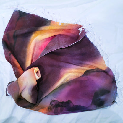 Nebula Sunrise Rayon Scarf with Twisted Fringe