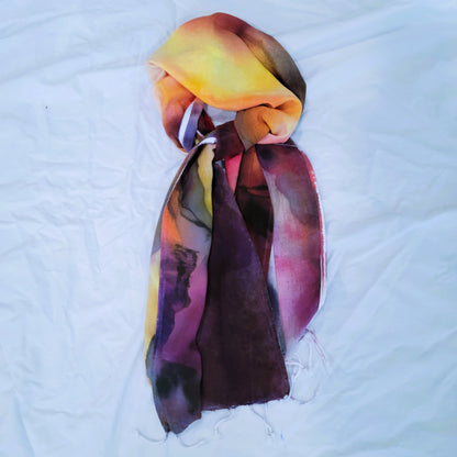 Nebula Sunrise Rayon Scarf with Twisted Fringe