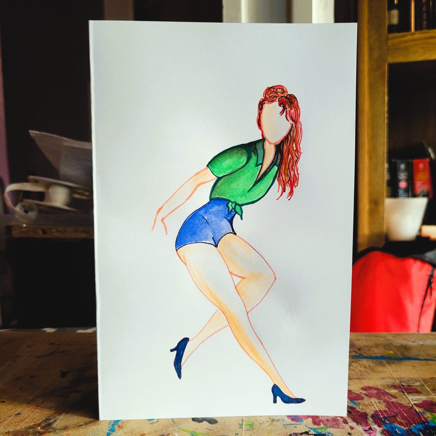 Fashion Illustration Painted Silk Art Greeting Cards