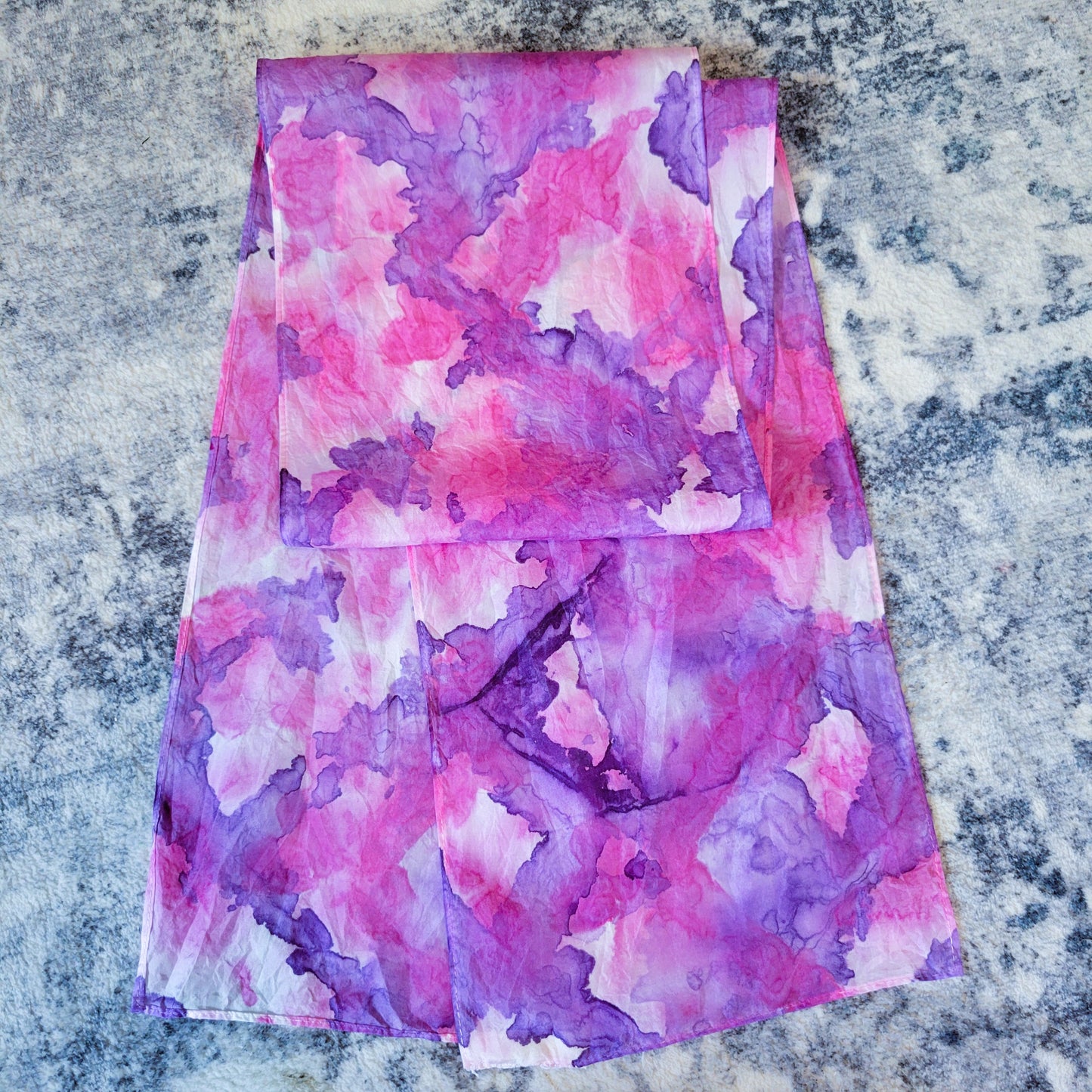 Pink Marbled Silk Scarf